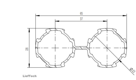 6063-T5 Alloy Aluminium Lean Pipe Double Connection Mudah dirakit