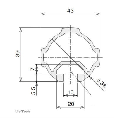 Ketebalan 1,7mm Anodized Aluminium Tube Pipe With Groove ISO9001