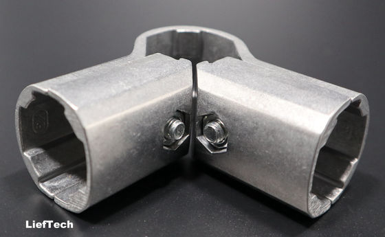 4 Way Aluminium Pipe Connectors ukuran standar 90 derajat Sudut kanan sendi